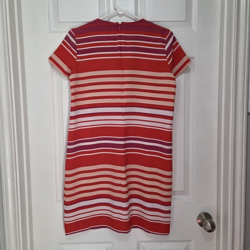 New York & Company Stretch Red White Purple Stripe Short Sleeve Dress Size XS - Picture 2 of 7